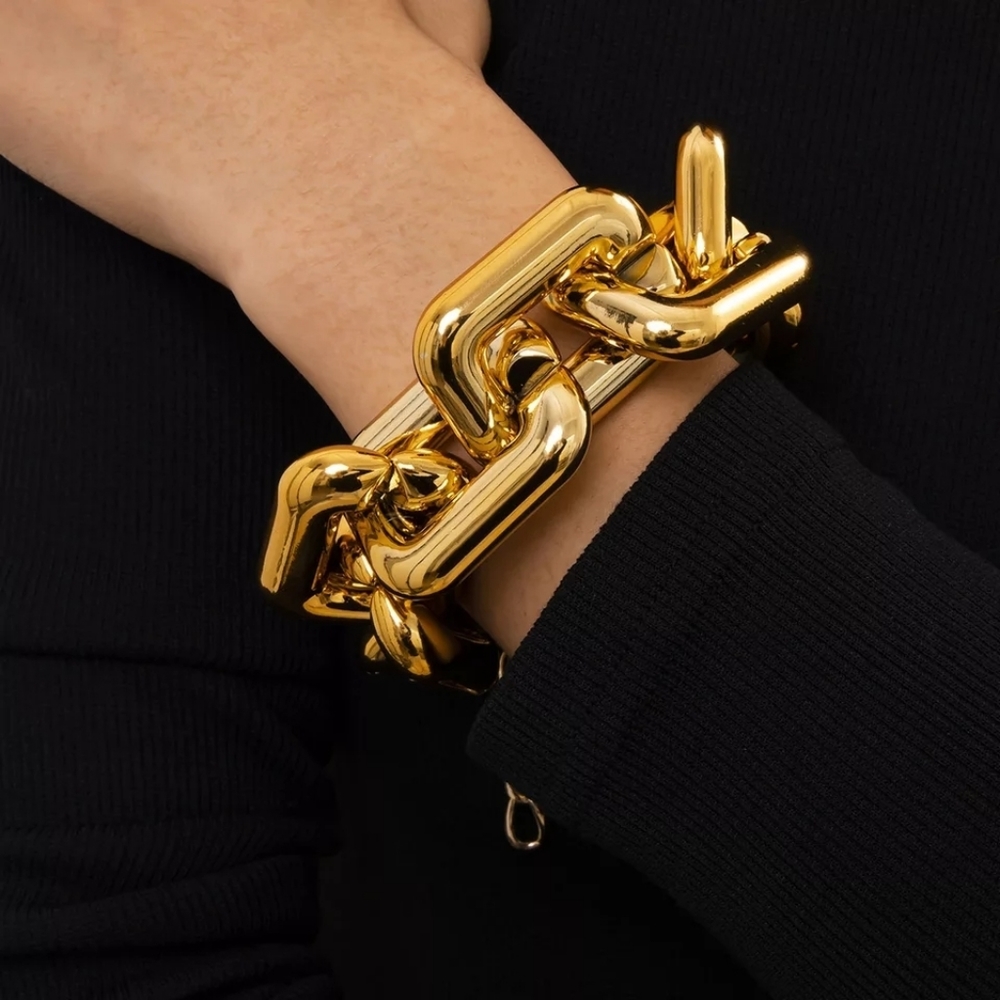 Large Vintage Geometric Chain Bracelet